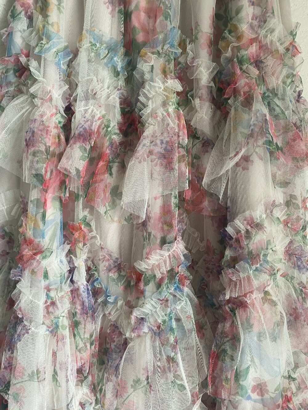 Oak + Fort Watercolor Cottagecore Tiered Mesh Floral Skirt Size Small - Picture 3 of 8